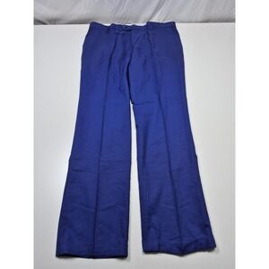 VTG Giorgio Inserti Dress Pants Mens 42x34 Blue Linen Flat Front NWT